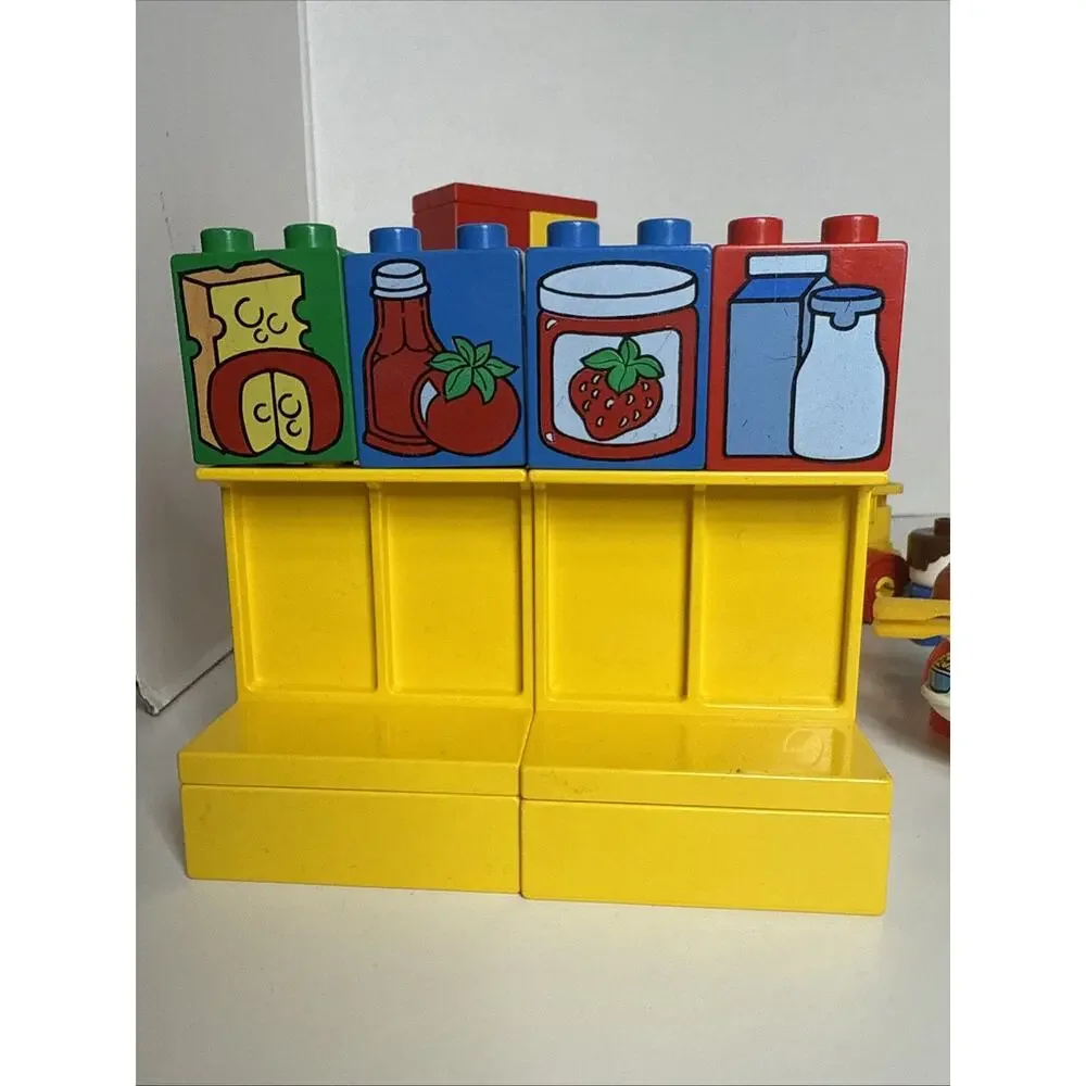 Vintage 1980 Duplo Lego 2640 Grocery Store With 3 Figurines And Extras Only PICT